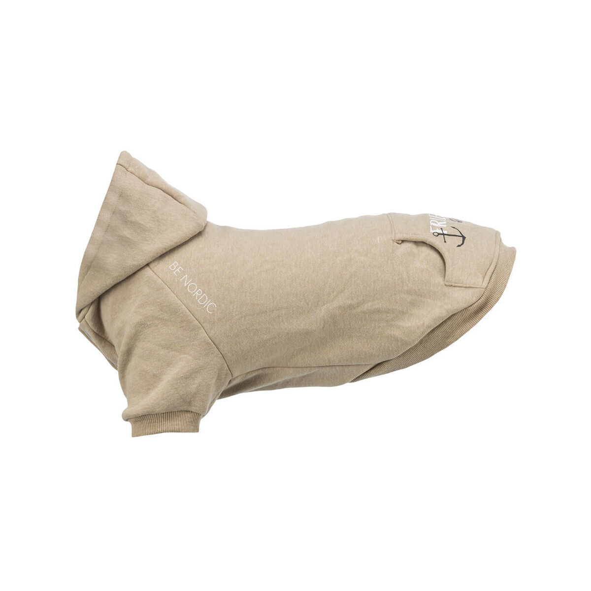 Sandfarbener TRIXIE-Flensburg-Hundepullover mit Kapuze und Ankerdetail