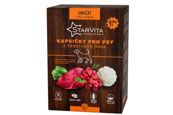 Hunde-Pouches Rind mit Reis & Spinat 4 × 280 g