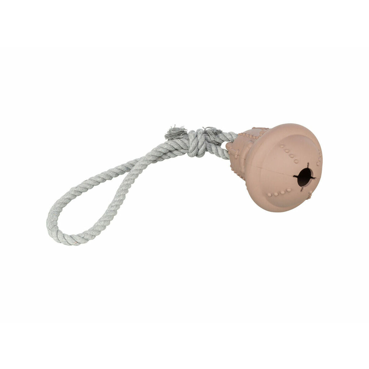 Beige glockenförmiges TRIXIE-Hundespielzeug aus Gummi mit Baumwolltau und Schlaufe