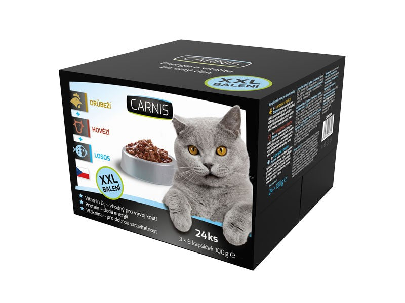 Katzen-Pouches Geflügel/Rind/Lachs 24 × 100 g