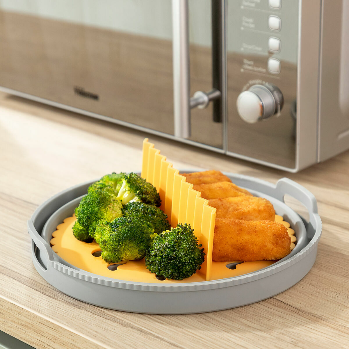 Set faltbare Silikonkörbe mit Griffen und Trennern für Heißluftfritteuse InnovaGoods (3 Stk.) – Produktansicht 7