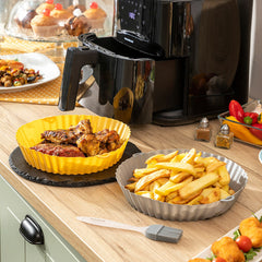 4er-Pack Silikonkörbe mit Griffen für Heißluftfritteuse und 2 Küchenpinsel InnovaGoods – Produktansicht 3