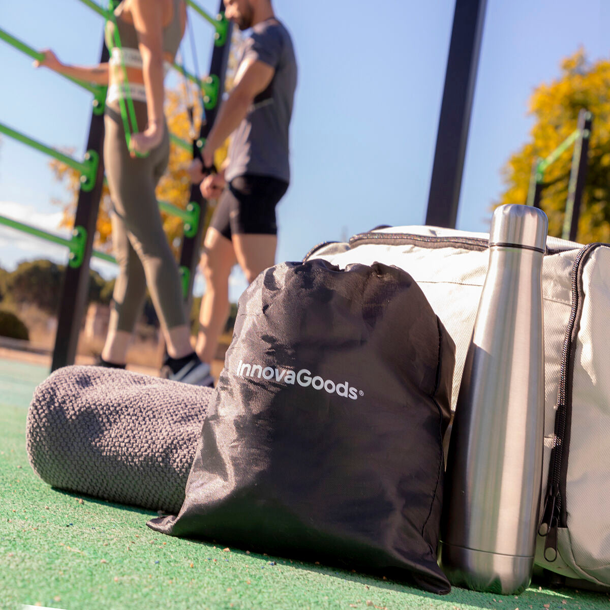 Set Vibrationsplattform mit Lautsprecher, Fernbedienung, Widerstandsbändern, Trainingsanleitung InnovaGoods – Produktansicht 7