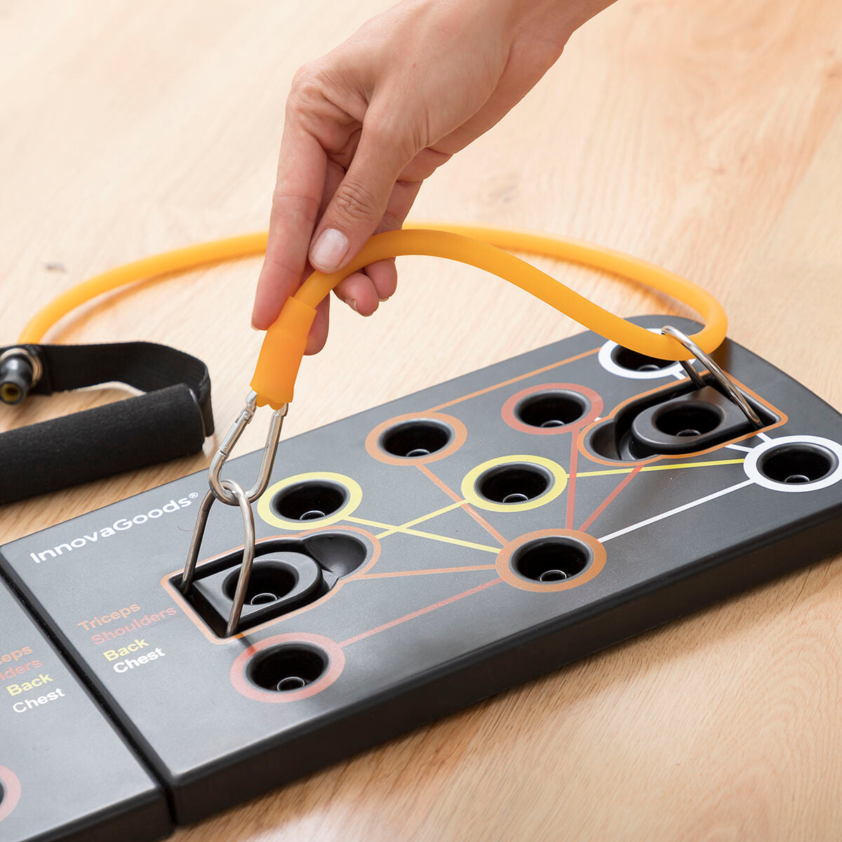 Set Liegestützbrett Push-Up und Widerstandsbänder mit Zubehör und Übungsanleitung InnovaGoods – Produktansicht 7