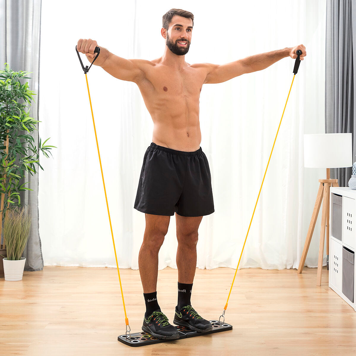 Set Liegestützbrett Push-Up und Widerstandsbänder mit Zubehör und Übungsanleitung InnovaGoods – Produktansicht 8
