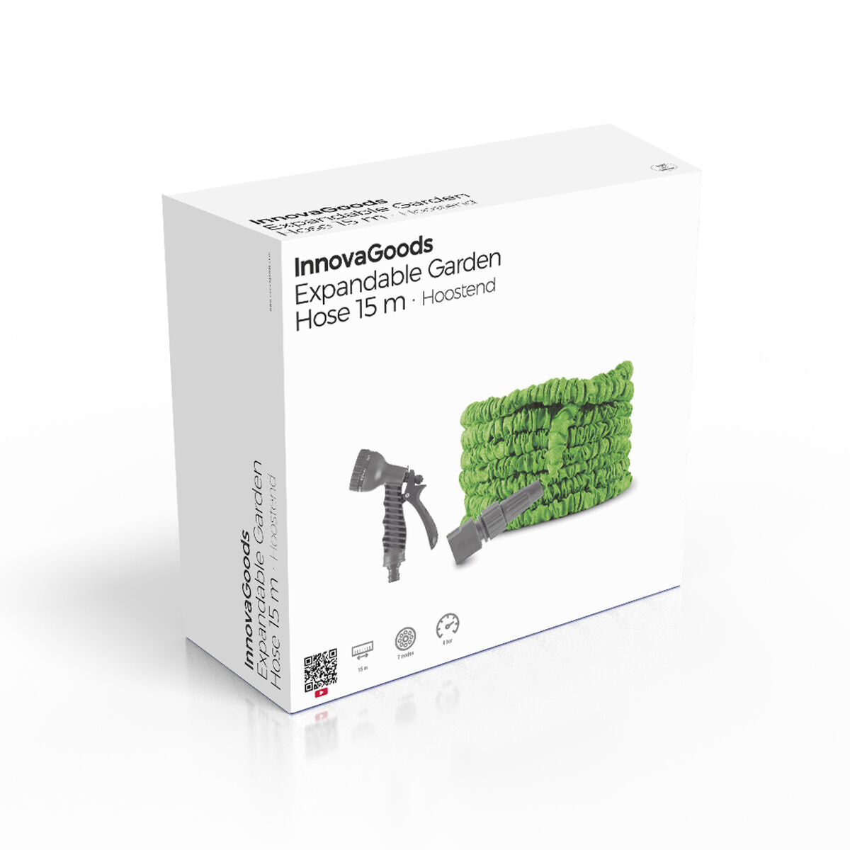 Verpackung der 15-m-Variante des InnovaGoods Hoostend-Gartenschlauchs