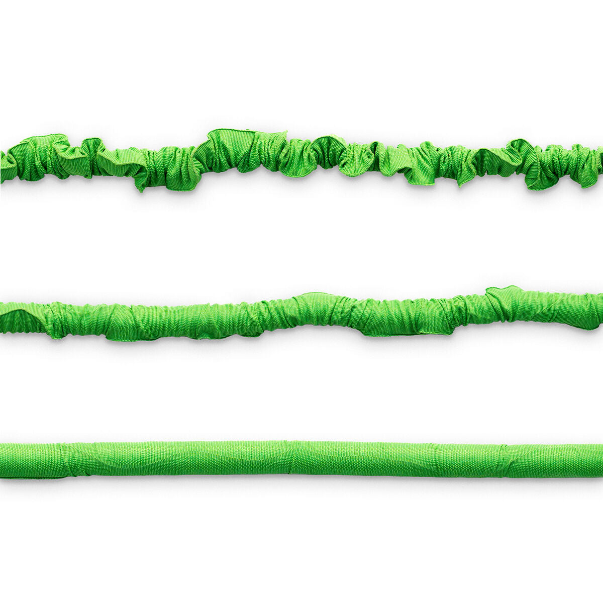 Textilhülle des Hoxtend-Gartenschlauchs in unterschiedlichen Dehnungszuständen