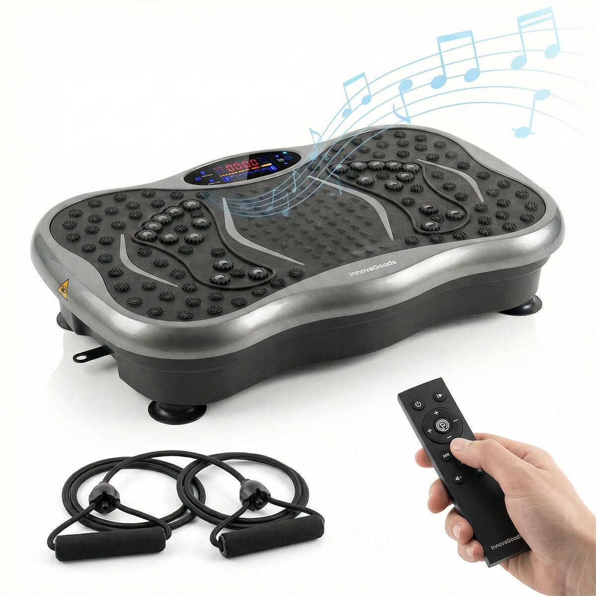 Vivflow-Vibrationsplatte mit Musikdarstellung, Widerstandsbändern und Fernbedienung
